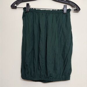 INDAH Green Ruched Tube Top | Strapless Bandeau | Size Small
